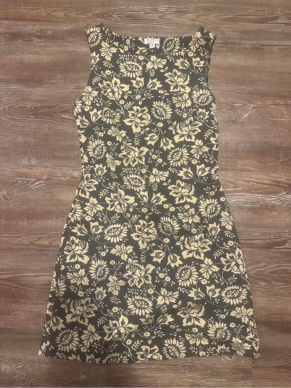 XOXO Black Mini Dress with Cream Floral Print
